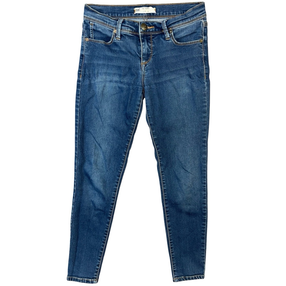 Free People Jeans Women Size W25 Blue Denim Low Rise Skinny Boho Chic Casual‎